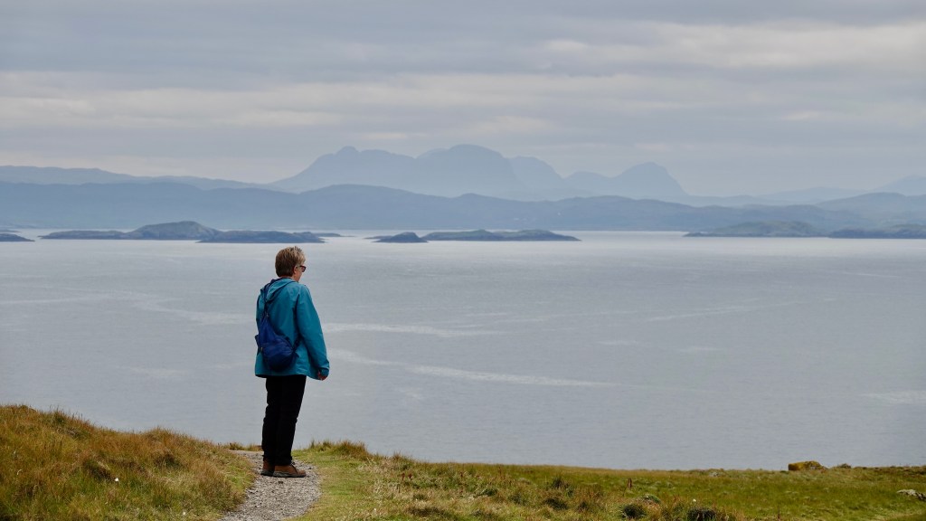 Karen looking towards the Western Isles